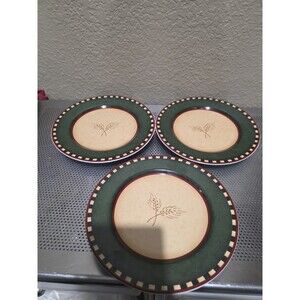 Sakura Wheatfield Set Of 3 Salad Plates Vintage 1998 Green Tan